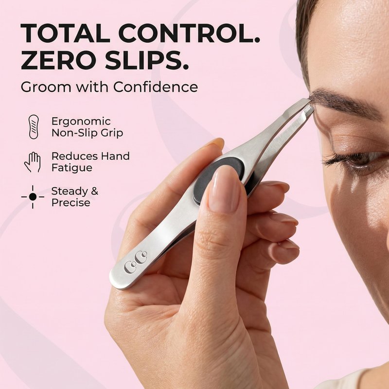 CoCo's Tweezers for Women Facial Hair – Slant Tip Eyebrow Tweezers, Sharp Stainless Steel for Eyebrow Shaping, Ingrown Hair Removal – Non-Slip Grip