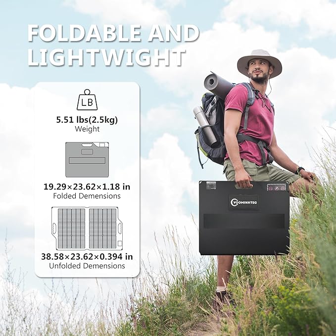 Voominhtec 100W 22V ETFE Folding Portable Solar Panel