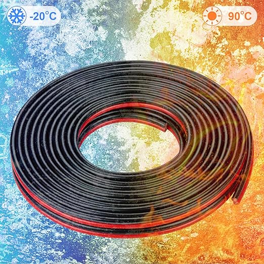Shirbly 10 Gauge Wire 20FT Tinned Copper Wire-2 Conductor Parallel Wire Insulated Stranded Wire for Solar Panel Car Audio Automotive, Low Voltage Electrical Wire for LED Lighting (10AWG 20FT)