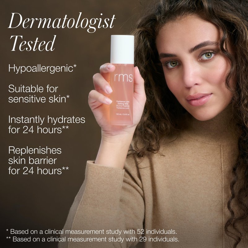 RMS Beauty Radiance Lock Setting Mist - Hydrating Alcohol-Free Makeup Spray - Dewy Glow Finish with Niacinamide & Hyaluronic Acid - 2.0 fl oz