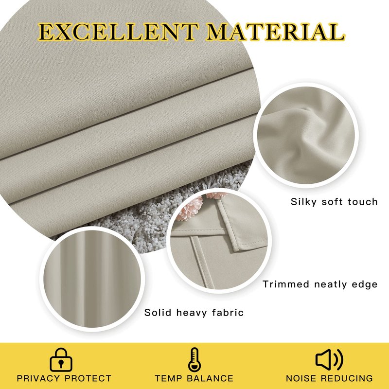 NICETOWN Natural Room Darkening Sliding Door Curtains, Window Treatment Thermal Grommet Voice Reducing Drapes for Living Room/Bedroom, Set of 2, W66 x L102