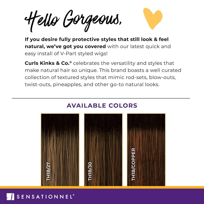 Sensationnel V-Part Wig - Natural Kinky Texture for 3C to 4C Hair | Glueless, Narrow Part, 1B Off Black