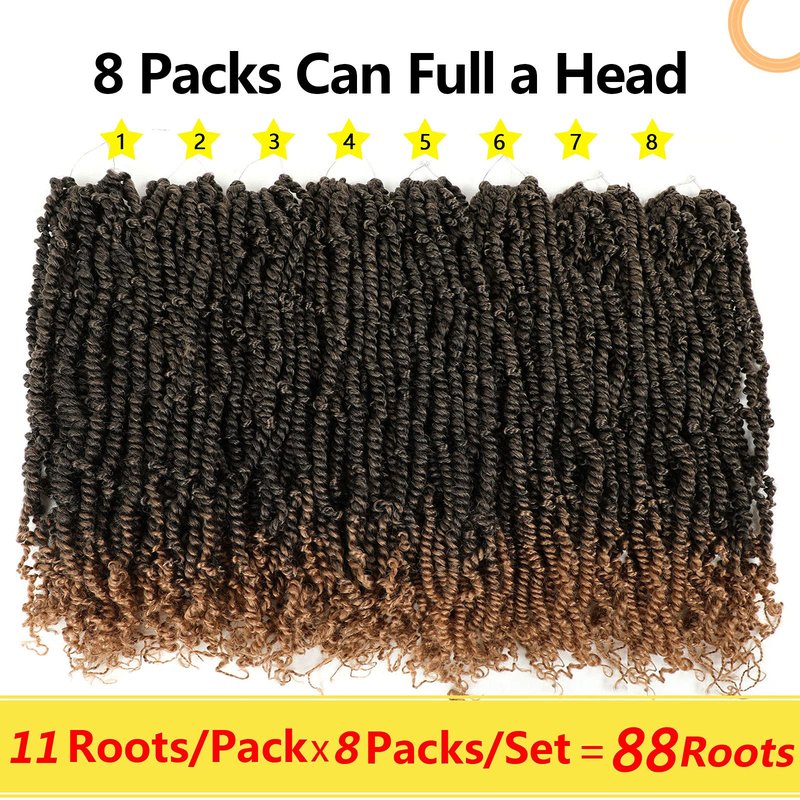 Fulcrum Passion Twist Crochet Hair 18 Inch, 8 Packs Pre Looped Passion Twist Hair, Pre-Twisted Passion Twist Crochet Hair For Black Women (18Inch (Pack of 8), T27#)