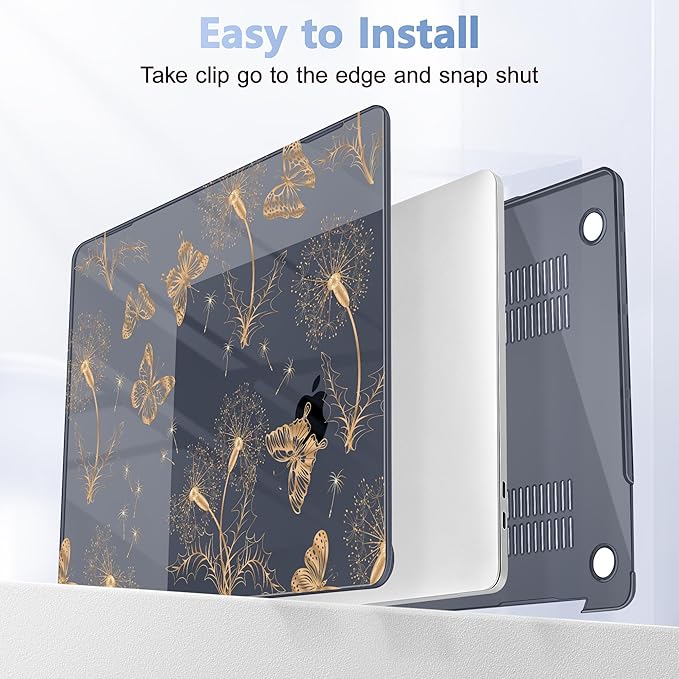 Lepeoac Case for MacBook Pro 13 inch Case M2 2022-2016 A2338 M1 A2251 A2289 A2159 A1989 A1708 A1706, Plastic Hard Shell + Keyboard Cover + Dust Plug, Butterflies