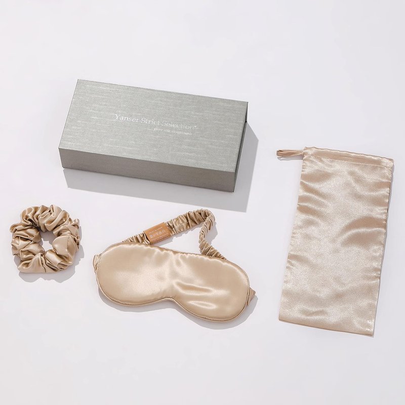 Silk Hair Scrunchies Set - 100% Mulberry Silk Sleep Mask & Hair Ties | Luxurious 22mm Gift Pack