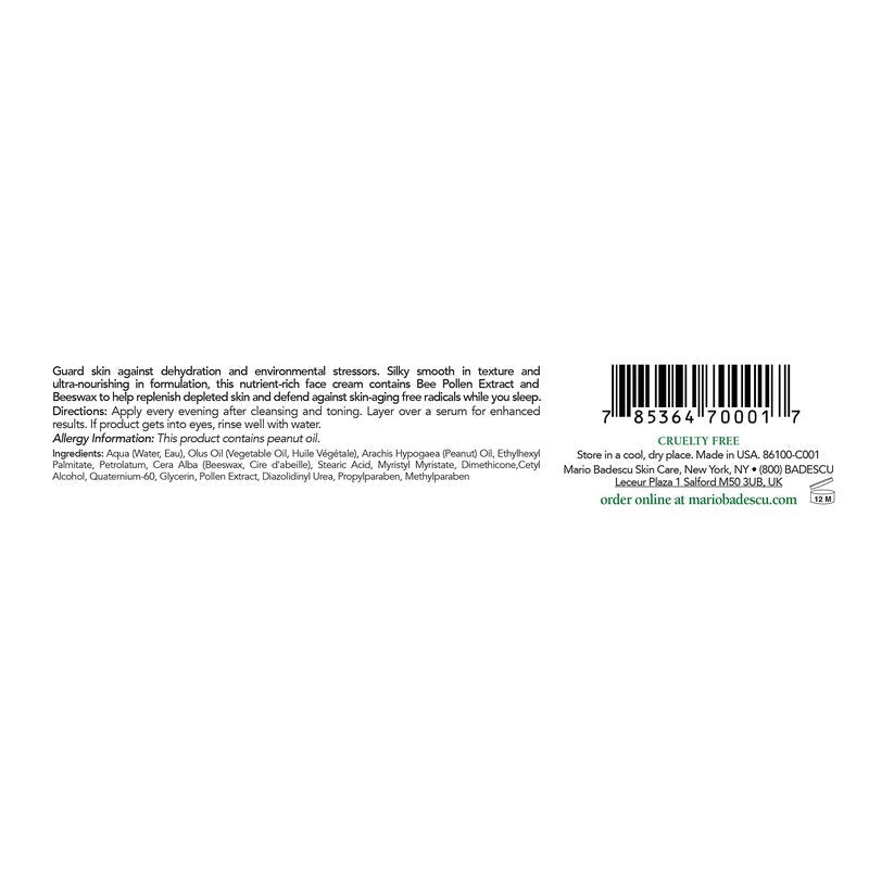 Mario Badescu Bee Pollen Night Cream for Women Anti Aging Overnight Face Cream Formulated with Smoothing Beeswax and Peanut Oil, Ideal for Combination, Dry or Sensitive Skin, 1 Oz