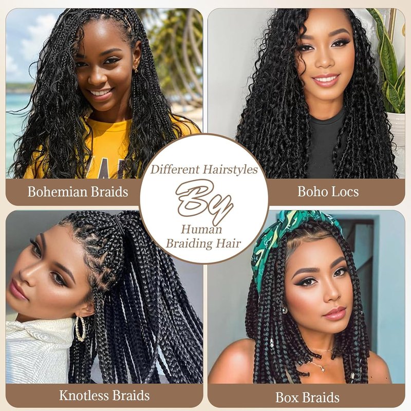 Human Braiding Hair - Ombre Blonde Curly Bulk 100G | 14 Inch Water Wave Braids, 2 Bundles