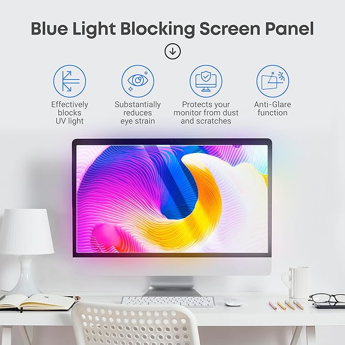 VINTEZ 23.6 inch Blue Light Blocking Screen Protector Panel for 16:9 Widescreen Computer Monitor and Laptop - PC Anti-UV Eye Protection Filter Film - Anti-Scratch Diagonal Frame Shield [2 Pack]