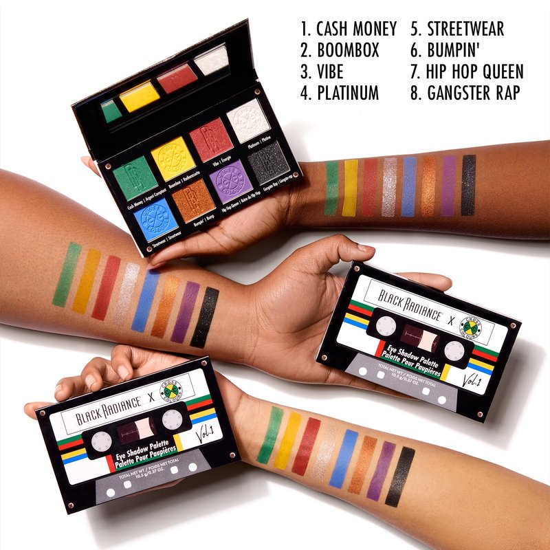 Black Radiance 10-Piece Makeup Set | Bold 90s-Inspired Collection with Vivid Eyeshadows, Lip Colors & Face Essentials