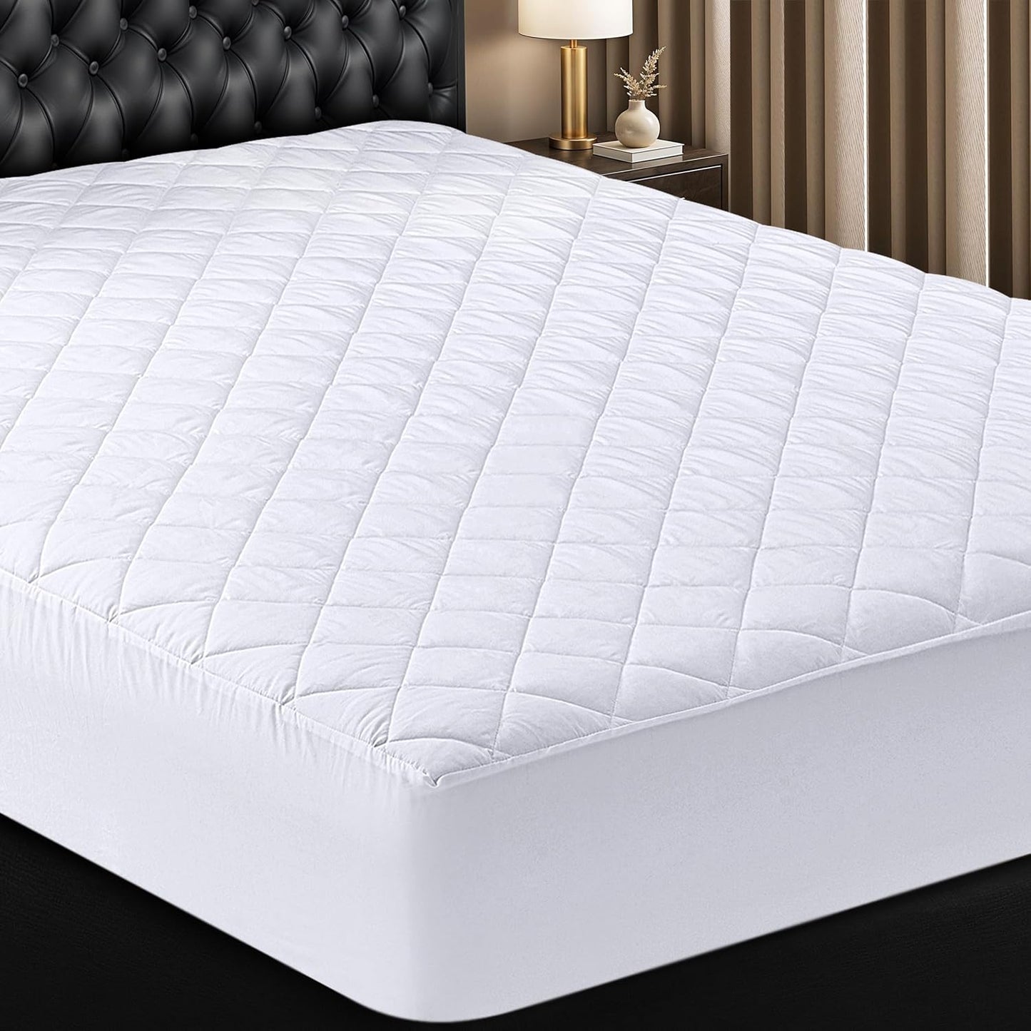 Utopia Bedding Quilted Fitted Mattress Pad - Super Queen Size | Deep Pocket Protector, Machine Washable (White)