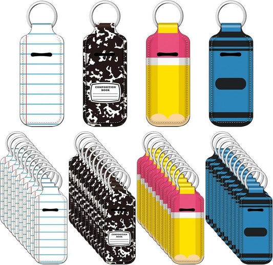 40 Pcs Crayon Pencil Composition Notebook Gift Set - Portable Lip Gloss & Keychain Holder Pouch