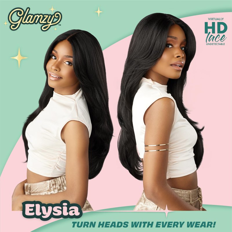 Sensationnel Glamzy Lace Part Wigs - Elysia Glueless Hand Tied Wider V Parting Synthetic Hair (LT613/ASHBROWN)