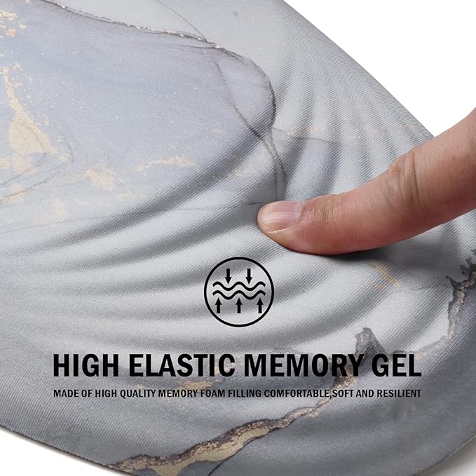 LSLXDCLJ Ergonomic Mouse Pad with Wrist Rest Support,Mousepad Relief Carpal Tunnel Pain, Entire Memory Foam Mouse Pad with Non-Slip PU Base, Wireless Mouse Pad, Cloud Marble
