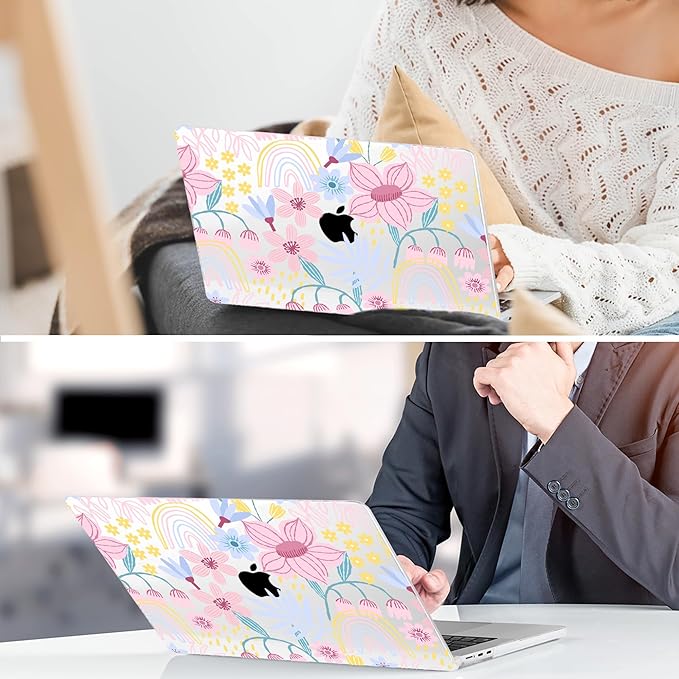 TWOLSKOO for MacBook Air 13 inch Case M5 2026 M4 2025 M3 M2 2024-2022 A3449 A3240 A3113 A2681, Plastic Hard Shell & Keyboard Cover & Type C for MacBook Air 13.6 inch Case, Floral Spring