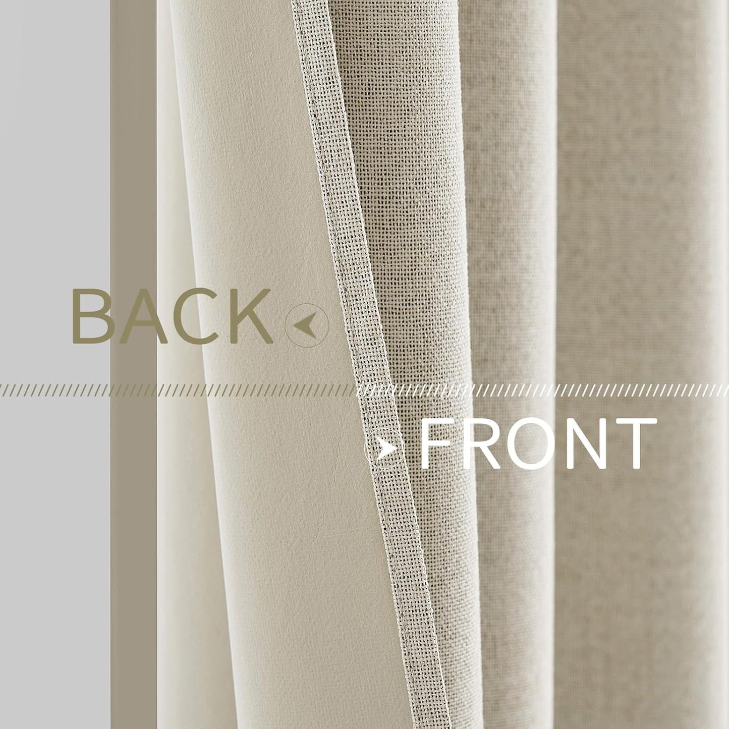 MIULEE 100% Blackout Linen Textured Curtains - Thermal Insulated Cream Drapes | 52 x 96 Inch (2 Panels)