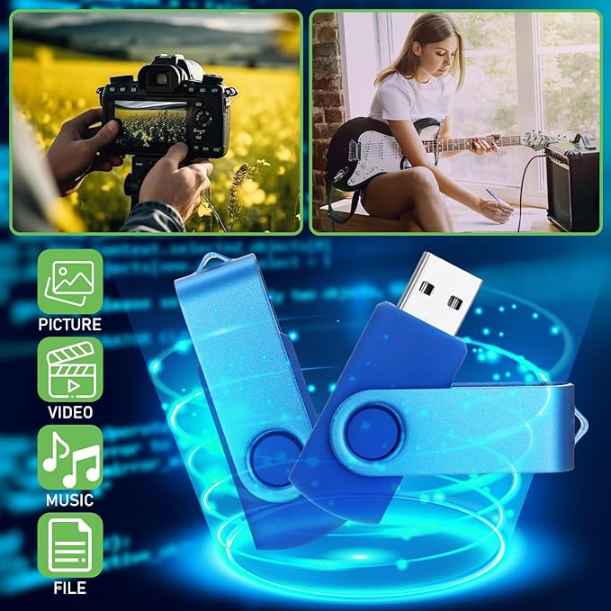 Copkim 50 Pack 32GB USB 2.0 Flash Drives Bulk Portable USB Thumb Drives Swivel with LED Light Swivel Flash Memory Pen Jump Stick for Data Storage Back to School Office Employee Appreciation Gift