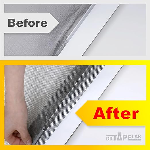 DR.TAPELAB, Black Window Screen Repair Tape, 2 in X 15 FT, Screen Repair Kit for Windows or Doors, Strong Adhesive Patch Kit Fiberglass Mesh Tape