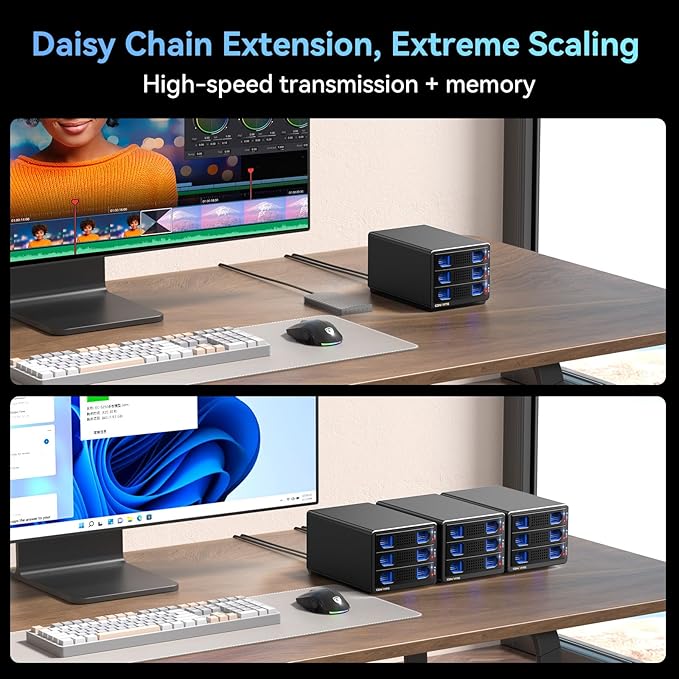 CENMATE Aluminum 3 Bay 10Gbps HDD Enclosure with Cooling Fan for 2.5“/3.5" SATA HDD/SSD with USB A/C 3.2 Gen 2, Support Hot Swappable, Tool-Free Hard Drive Enclosure