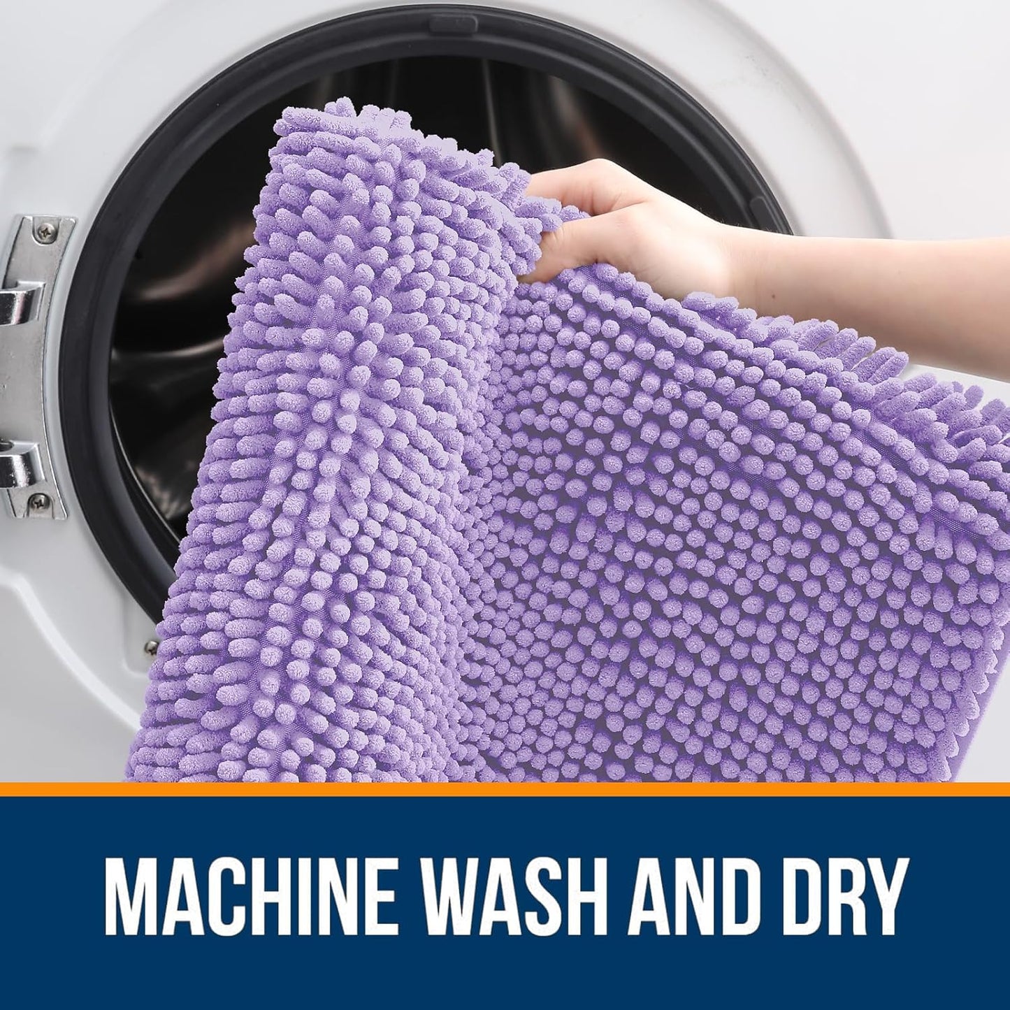 OLANLY Bathroom Runner Rugs - Soft Absorbent Chenille with Rubber Backing | Quick Dry, Machine Washable, Lavender 47x20