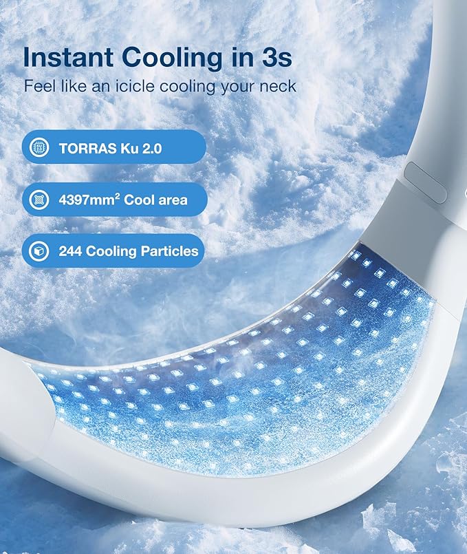 TORRAS COOLiFY Air 2026 Upgraded Neck Fan Air Conditioner, Dual-Airflow Pro Cooling, Ultra Light Portable Fan Rechargeable, Personal Cooling Fan Travel Essentials, Gift for Dad Father,White