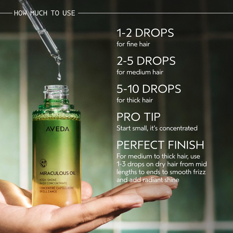 Aveda Miraculous Oil High-Shine Hair Concentrate | Adds Shine | Up to 24 Hours of Frizz Protection* | Heat Protection | For All Hair Types | Notes of Lavender Ylang Ylang and Petitgrain, 1.7 Fl Oz