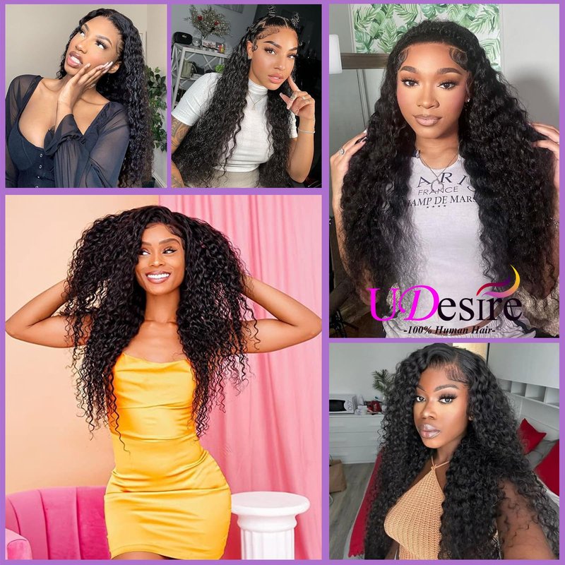 UDesire Water Wave Human Hair Bundles 12A Human Hair Bundles 24 inch Wet and Wavy Hair Double Weft Burmese Curly Hair Extensions for Women