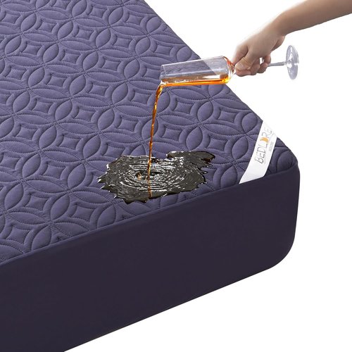 BEDLORE Waterproof Mattress Protector - Cal King Size with Deep Pocket 6"-18" Depth | Soft Navy Blue Cover