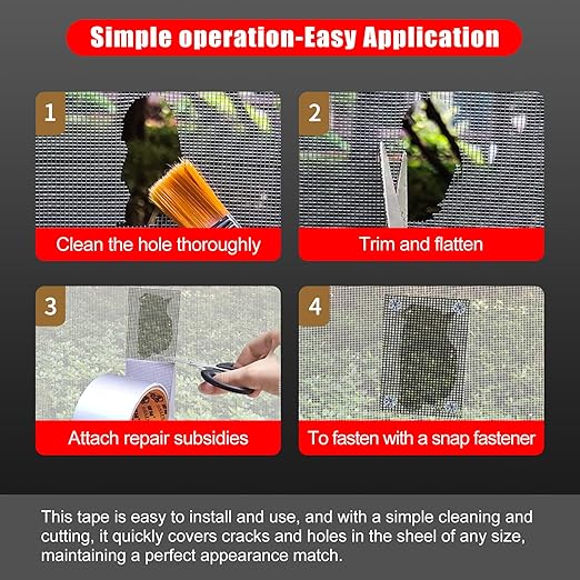 PHIXBEAR Super Strong Adhesion Screen Repair Tape Replacement Kit, Screen Tape Mesh Repair for Window Screen and Screen Door Tears Holes, Grey 1.97In X 6.57Ft