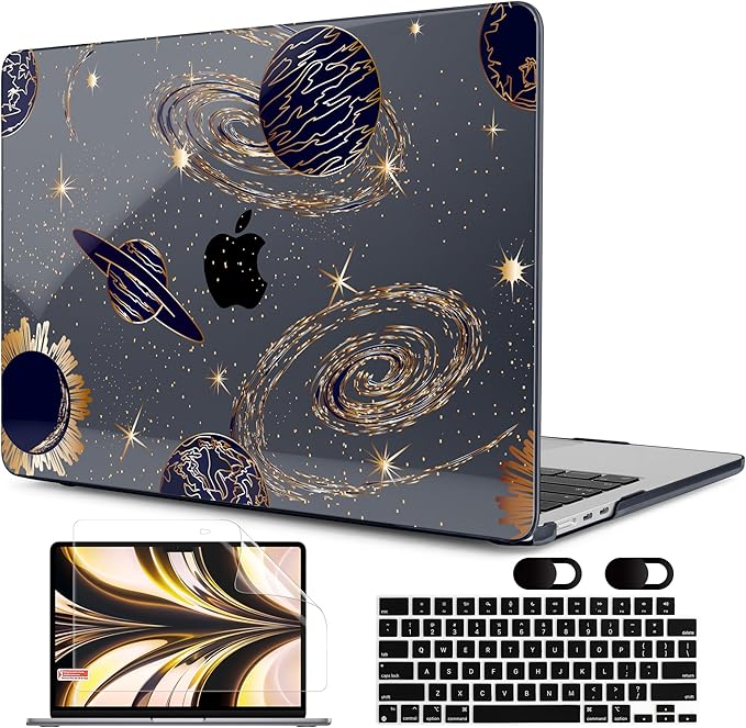 MEEgoodo Case for M5/M4/M3/M2 MacBook Air 13 inch Case 2026 2025 2024 2022, Fit Model A3449/A3240/A3113/A2681, Laptop Hard Shell Compatible with MacBook Air 13.6-inch, Planets & Galaxies