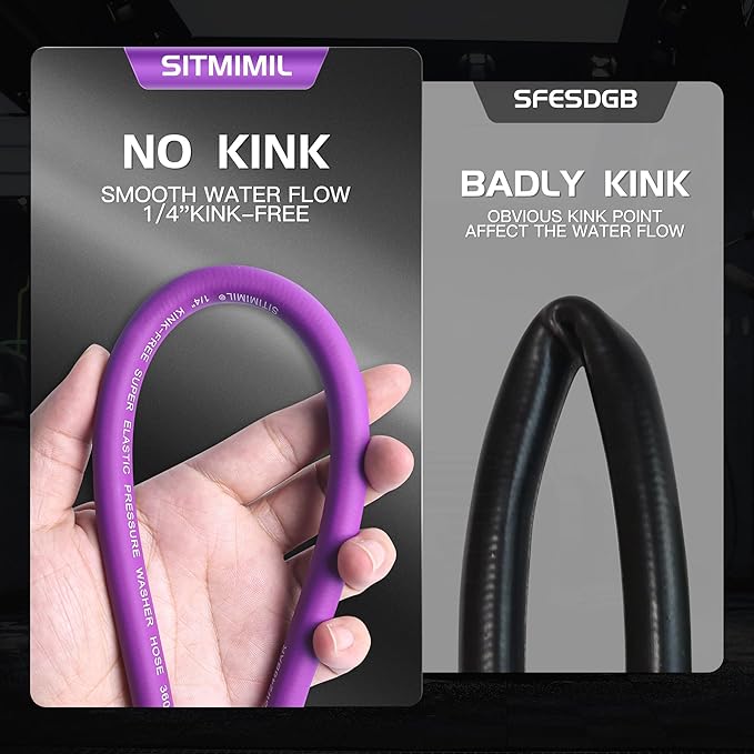 SITIMIMIL® Kink Resistant Super Flexible 1/4" Pressure Washer Hose 100FT, 3600PSI, M22-14mm, Universal Electric Power Washer Hose Replacement for Ryobi, Troy Bilt, Greenworks, More High Pressure Hose