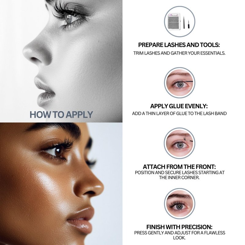 PARK SEONG HEE MIRACLE LASH DIY False Eyelashes, Lash Clusters, Lengthening Wisps 9mm-16mm Contact Lens Friendly, Easy to Apply, Reusable Strip Lashes (E5-280, 16mm) Thickness 0.03mm Lash Clusters