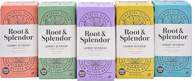 Root & Splendor Ultra Concentrated All Natural Laundry Detergent Liquid - Plant Based, Enzymatic Laundry Soap, Hush Scent, 3 Liter, 200 Loads