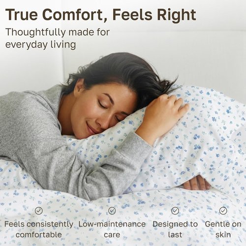 California Design Den King Size Cotton Sheet Set - 100% Soft, 400 TC, Award-Winning Sateen Finish | Floral White/Blue