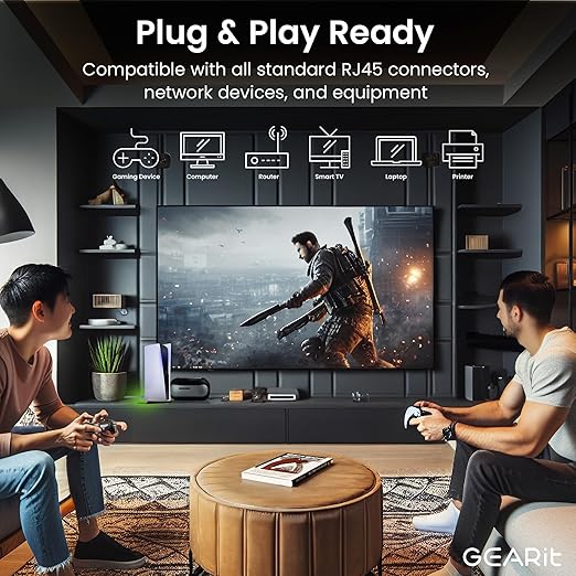 GEARit Cat 6 Ethernet Cable (20-Pack 1 Foot) Cat6 Network Patch, 10Gbps, RJ45, Snagless Cord, Gold-Plated Connectors, Internet for PC, TV, Tablet, Router, Printer, Servers, IT Data Center - Gray