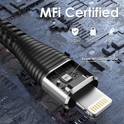 Extra Long iPhone Charger Cord 15FT 2Pack, Apple MFi Certified USB A to Lightning Cable Braided Fast Charging Cord Compatible with iPhone 14/13/12/11 Pro Max/X/XS Max/SE/XR/8 Plus/7/6/5, iPad - Black