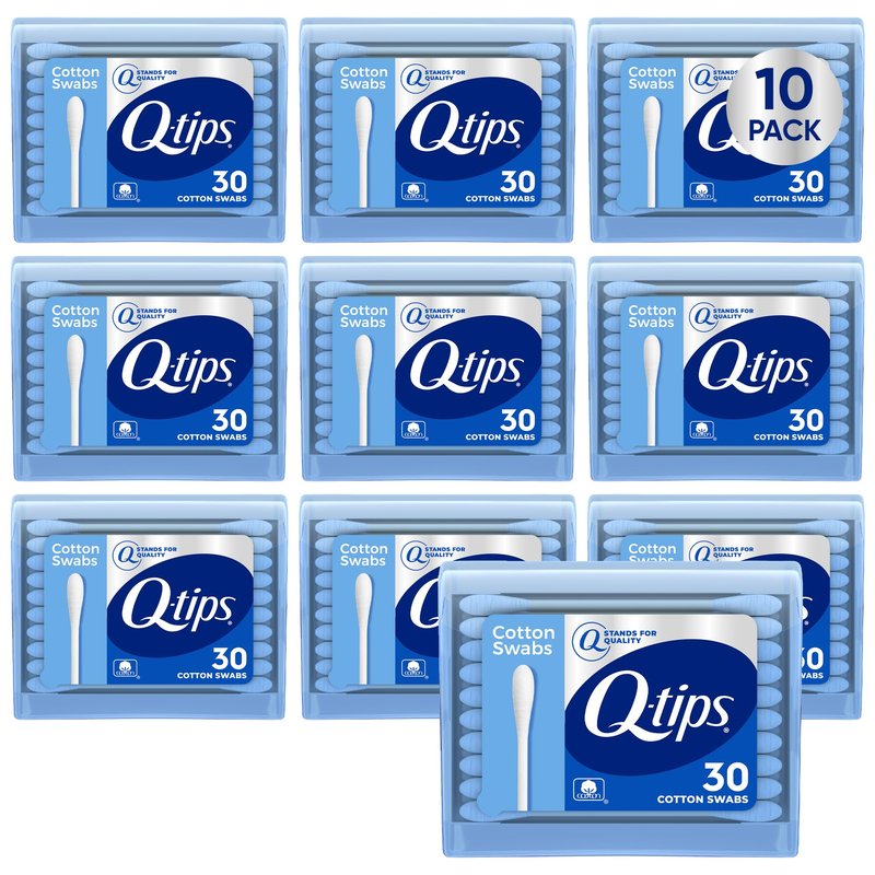 Q-tips Cotton Swabs 30 Count 10-Pack â Travel-Size with Soft Tips, Makeup Tools, Beauty, Personal Care & Household Essentials