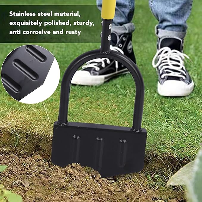 FTVOGUE Stainless Steel Lawn Edger T Handle with Comfortable Grip, Sturdy and Easy Handling, Versatile and Practical for Cleaning Sidewalks, Driveways, Gardens, Flower Beds