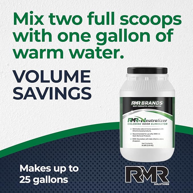 RMR-Neutralizer, Chlorine and Bleach Odor Eliminator - Neutralizes Odors From Chlorine and Bleach-Based Indoor & Outdoor Cleaners, 5oz Makes 1 Gallon, 8 pounds