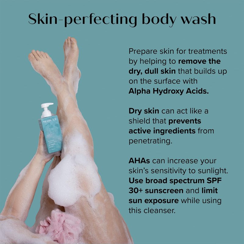 MEDIX 5.5 Exfoliating AHA Glycolic Acid Face & Body Wash Cleanser + Retinol Moisturizing Body Cream Lotion Skin Care 2PC Set | Alpha Hydroxy Acid & Lactic Acid Foaming Face Wash, 2-PC