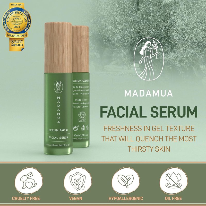 Organic Face Serum - Hydrating Serum with Millennial Olive Oil & Violet Extract | Glowing Skin & Moisturizing for All Skin Types