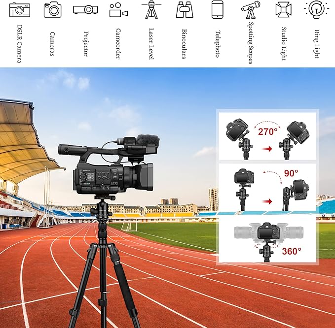 JOILCAN Tripod for Camera, 81" Camera Tripod Stand, 83 inches DSLR Tripods & Monopods, Heavy Duty Travel Tripod for Binoculars Laser Level Spotting Scope Telescope, Max Load 35lb