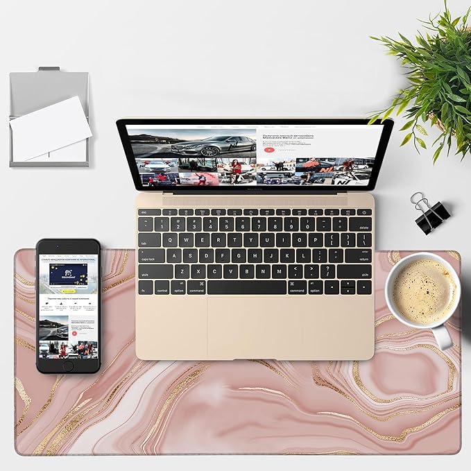 NITAHHHY Liquid Marble Gaming Mouse Pad 3mm Thick Stitched Edge Waterproof Non-Slip Large Computer Keyboard Mouse Mat,Suitable for Office Entertainment Decorative Desk Pad 35.4 x 15.7 Inches