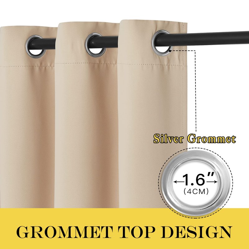 NICETOWN Extra Wide Patio Door Curtain - Energy Smart & Noise Reducing Grommet Thermal Insulated Wide Width Drapes, Sliding Door Curtain for Guestroom(Biscotti Beige, W100 x L84)