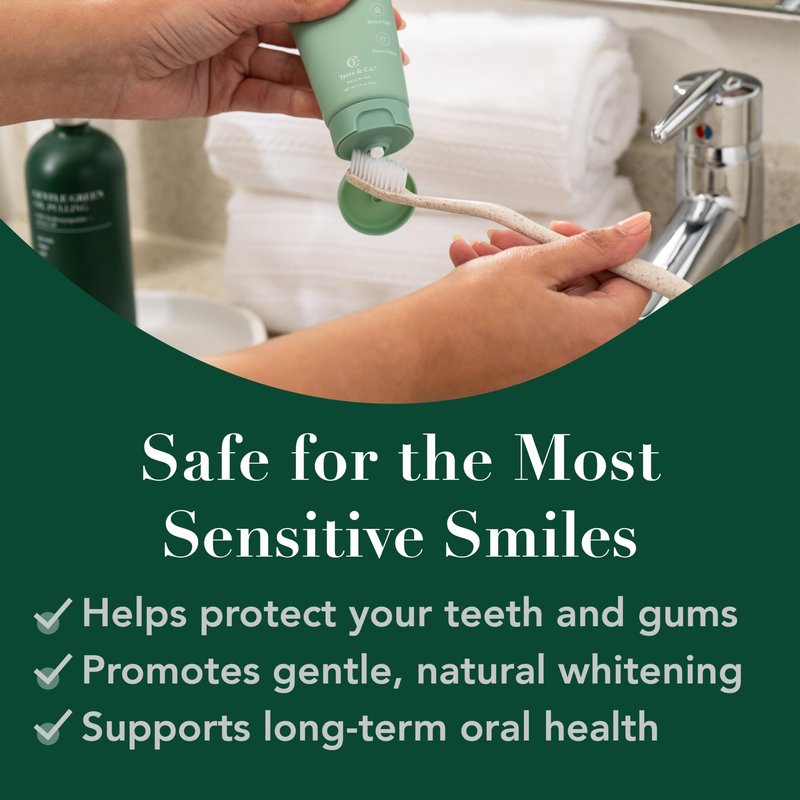Terra & Co. Toothpaste Combo - Brilliant Black & Gentle Green Formulas for Sensitive Teeth - US-Made - Natural, Vegan, Remineralizing Micro-Hydroxyapatite - Fluoride-Free & SLS-Free - Mint, 3.4 Oz