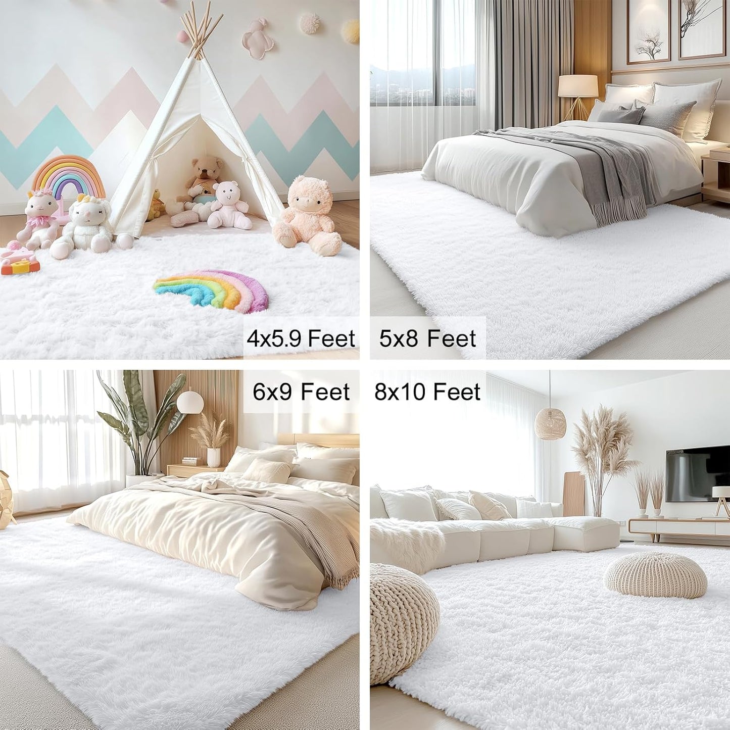 OLANLY Area Rug - Soft Fluffy Shaggy Design | Machine Washable 4x5.9 ft for Living Room & Bedroom