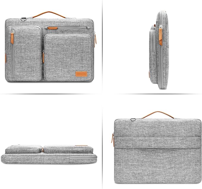 MOSISO 360 Protective Laptop Shoulder Bag,15-15.6 inch Computer Bags Compatible with MacBook Pro 16 inch, HP, Dell, Lenovo, Asus Notebook,Side Open Messenger Bag with 4 Zipper Pockets, Gray
