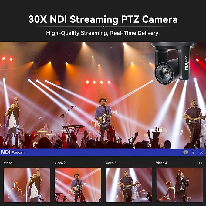 TONGVEO NDI AI Auto-Tracking IP PTZ Camera SDI/HDMI/USB3.0/LAN PoE 30X Optical + 8X Digital Zoom 1080P 60fps for Live Streaming Church Services Education Video Conference with OBS vMix and More