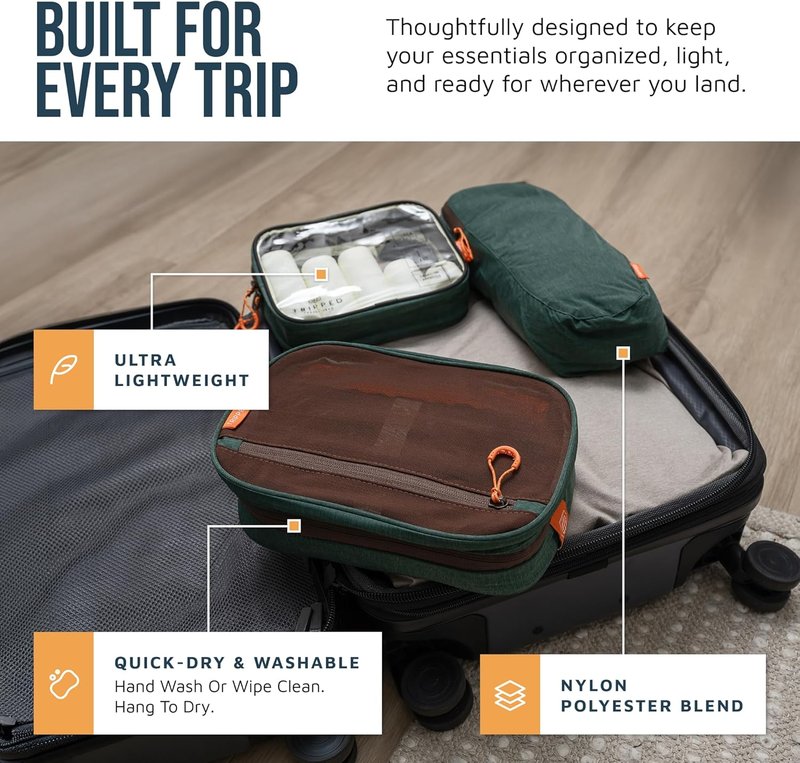 Travel Toiletry Bag Set - Hanging Organizer + TSA-Approved Liquid Bag + Ultralight Accessory Pouch