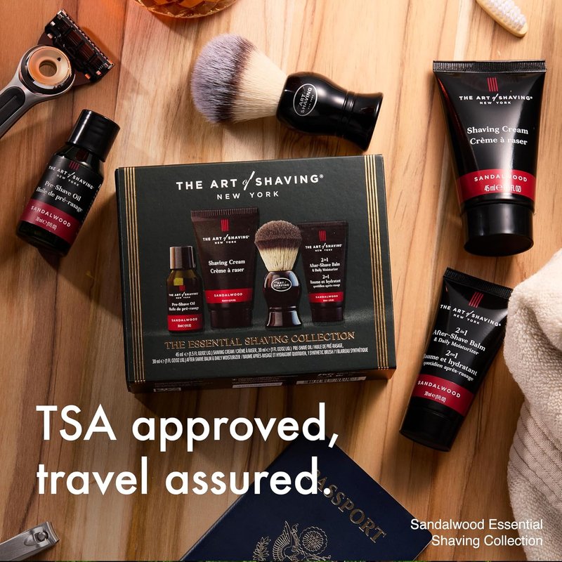 Sandalwood 4-in-1 Shaving Trial Kit | Pre-Shave Oil, Cream, Brush & Balm for Irritation Relief