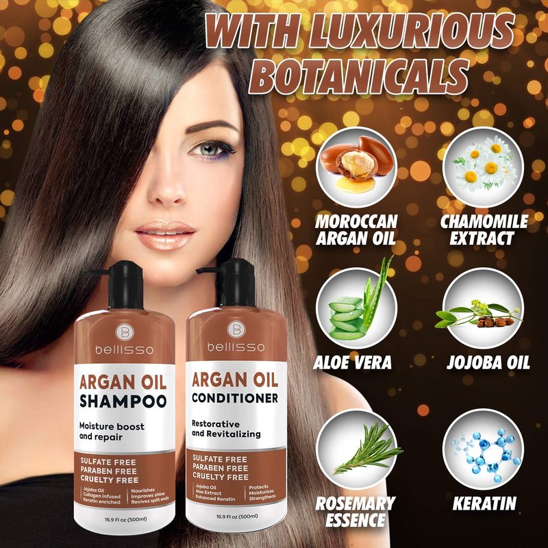 BELLISSO Moroccan Argan Shampoo, Conditioner Set and Hair Mask